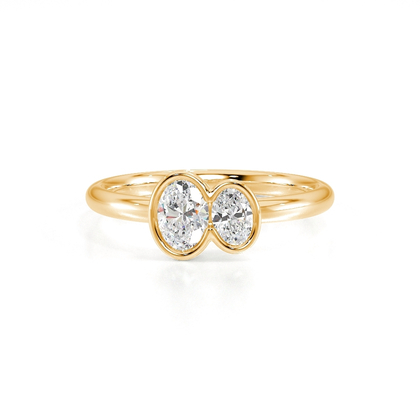 Toi Et Moi Ring mit ovalem Diamanten in Lünettenfassung