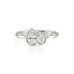 Toi Et Moi Birnenförmiger Diamantring mit Lünettenfassung