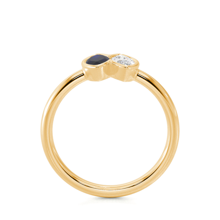 Toi Et Moi Lünettenfassung Marquise-geschliffener blauer Saphir & Diamantring