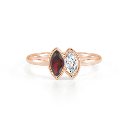 Toi Et Moi Bezel Set Marquise-Cut Ruby & Diamond Ring