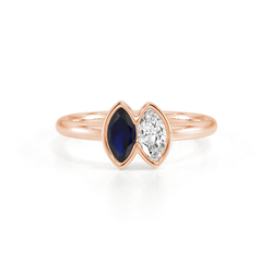 Toi Et Moi Bezel Set Marquise-Cut Blue Sapphire & Diamond Ring