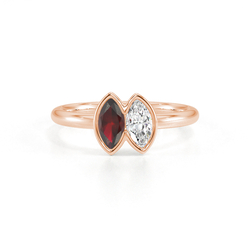Toi Et Moi Bezel Set Marquise-Cut Ruby & Diamond Ring