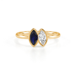 Toi Et Moi Bezel Set Marquise-Cut Blue Sapphire & Diamond Ring
