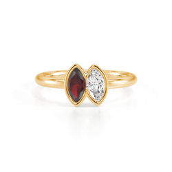 Toi Et Moi Bezel Set Marquise-Cut Ruby & Diamond Ring