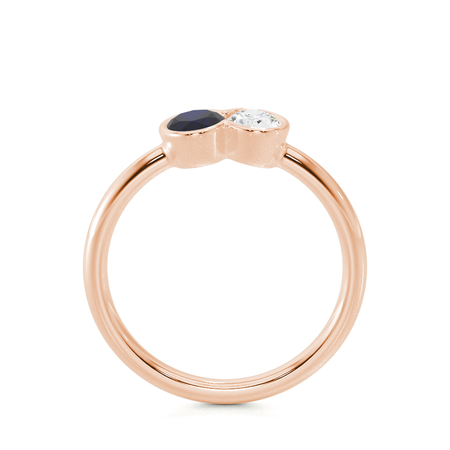 Toi Et Moi Bezel Set Oval-Cut Blue Sapphire & Diamond Ring