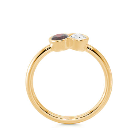 Toi Et Moi Lünettenfassung Ring mit oval geschliffenem Rubin und Diamanten