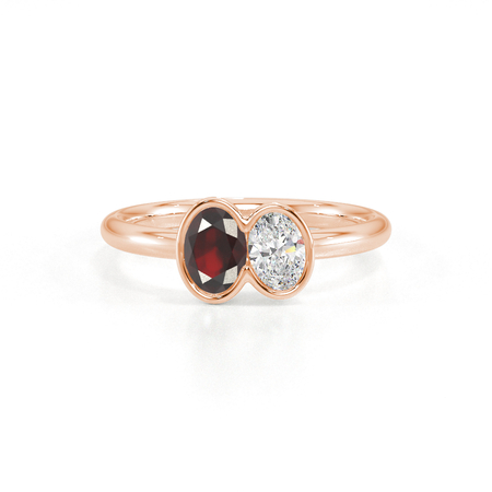 Toi Et Moi Bezel Set Oval-Cut Ruby & Diamond Ring