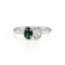 Toi Et Moi Lünettenfassung Ovalschliff Smaragd- und Diamantring