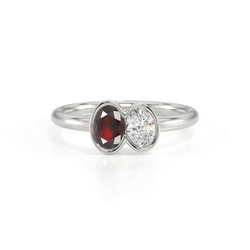 Toi Et Moi Bezel Set Oval-Cut Ruby & Diamond Ring