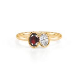 Toi Et Moi Bezel Set Oval-Cut Ruby & Diamond Ring