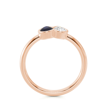 Toi Et Moi Bezel Set Pear-Cut Blue Sapphire & Diamond Ring
