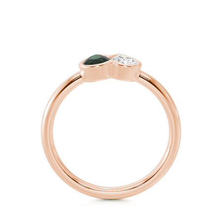 Toi Et Moi Bezel Set Pear-Cut Emerald & Diamond Ring