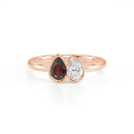 Toi Et Moi Bezel Set Pear-Cut Ruby & Diamond Ring