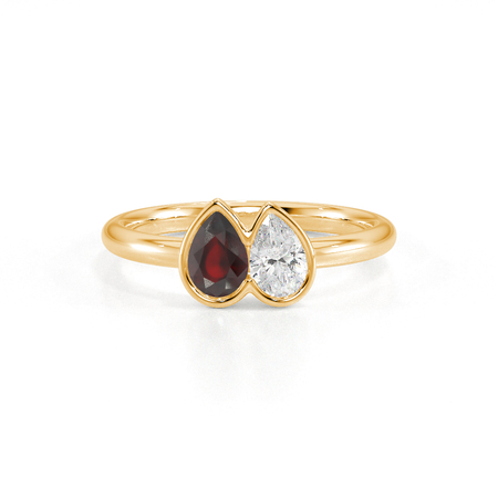 Toi Et Moi Bezel Set Pear-Cut Ruby & Diamond Ring