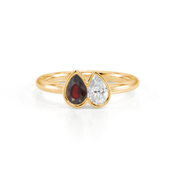 Toi Et Moi Bezel Set Pear-Cut Ruby & Diamond Ring