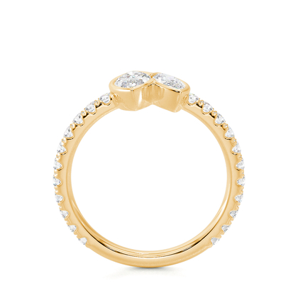 Toi Et Moi Ring mit Marquise-Pavé-Diamanten in Lünettenfassung