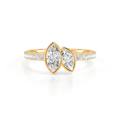 Toi Et Moi Ring mit Marquise-Pavé-Diamanten in Lünettenfassung