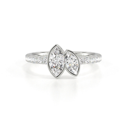 Toi Et Moi Bezel-Set Marquise Pavé Diamond Ring