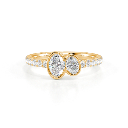 Toi Et Moi Ring mit ovalem Pavé-Diamanten im Lünetten-Set