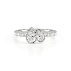 Toi Et Moi Ring mit birnenförmigem Pavé-Diamanten
