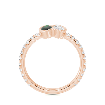 Toi Et Moi Bezel-Set Marquise-Cut Emerald & Diamond Pavé Ring