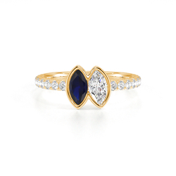 Toi Et Moi Bezel-Set Marquise-Cut Blue Sapphire & Diamond Pavé Ring