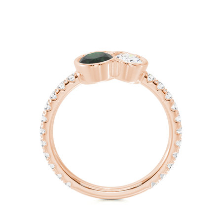Toi Et Moi Bezel-Set Oval-Cut Emerald & Diamond Pavé Ring