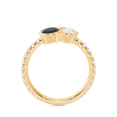 Toi Et Moi Ring mit oval geschliffenem, blauem Saphir und Diamantpavé