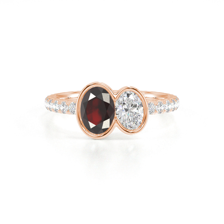 Toi Et Moi Bezel-Set Oval-Cut Ruby & Diamond Pavé Ring