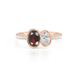 Toi Et Moi Bezel-Set Oval-Cut Ruby & Diamond Pavé Ring