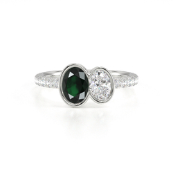 Toi Et Moi Bezel-Set Oval-Cut Emerald & Diamond Pavé Ring