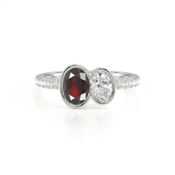 Toi Et Moi Bezel-Set Oval-Cut Ruby & Diamond Pavé Ring