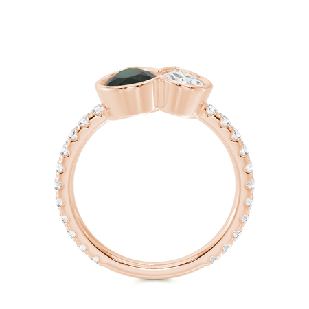 Toi Et Moi Bezel-Set Pear-Cut Emerald & Diamond Pavé Ring