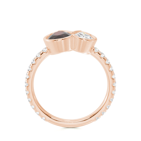 Toi Et Moi Bezel-Set Pear-Cut Ruby & Diamond Pavé Ring