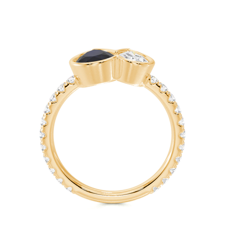 Toi Et Moi Ring mit birnenförmig geschliffenem, blauem Saphir und Diamantpavé