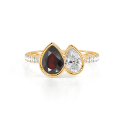 Toi Et Moi Bezel-Set Pear-Cut Ruby & Diamond Pavé Ring
