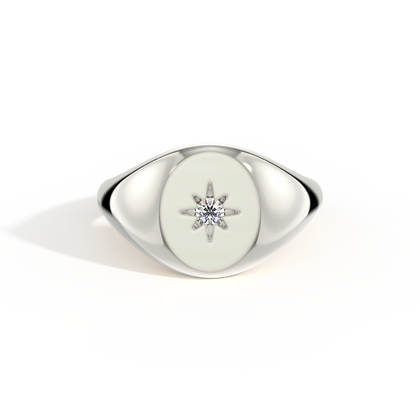 Diamond Starburst Men’S Signet Ring
