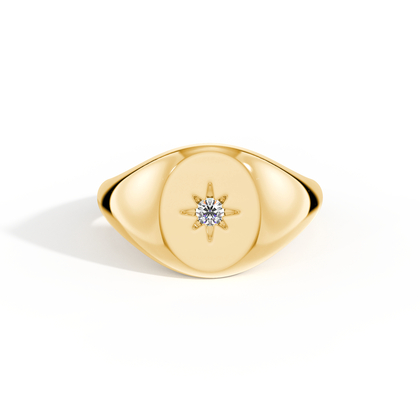 Signetring For Menn Med Diamantstjerne