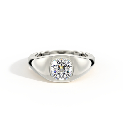 Bezel-Set Cushion Men’S Diamond Ring