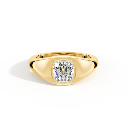 Bezel-Set Cushion Men’S Diamond Ring