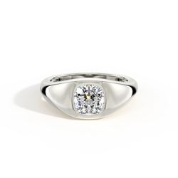Bezel-Set Cushion Men’S Diamond Ring
