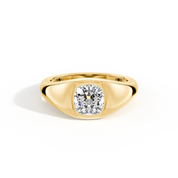 Bezel-Set Cushion Men’S Diamond Ring
