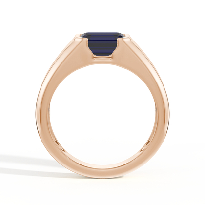 Emerald-Cut Blue Sapphire Men'S Ring