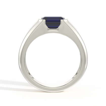 Emerald-Cut Blue Sapphire Men'S Ring
