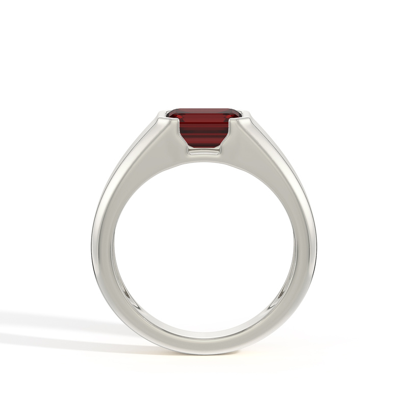 Emerald-Cut Garnet Men'S Ring