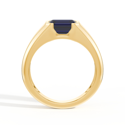 Emerald-Cut Blue Sapphire Men'S Ring