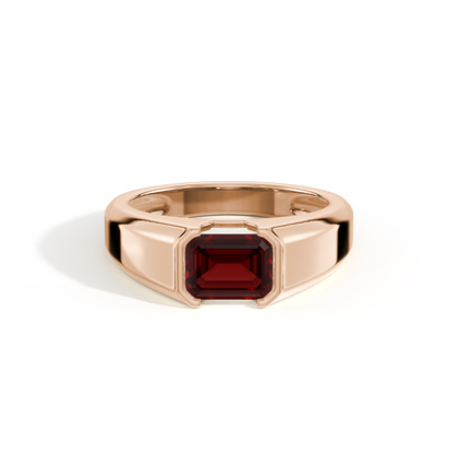 Emerald-Cut Garnet Men'S Ring