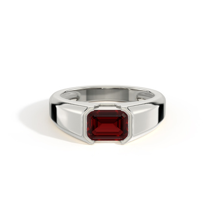 Emerald-Cut Garnet Men'S Ring