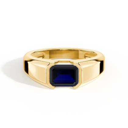 Emerald-Cut Blue Sapphire Men'S Ring