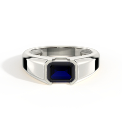 Emerald-Cut Blue Sapphire Men'S Ring